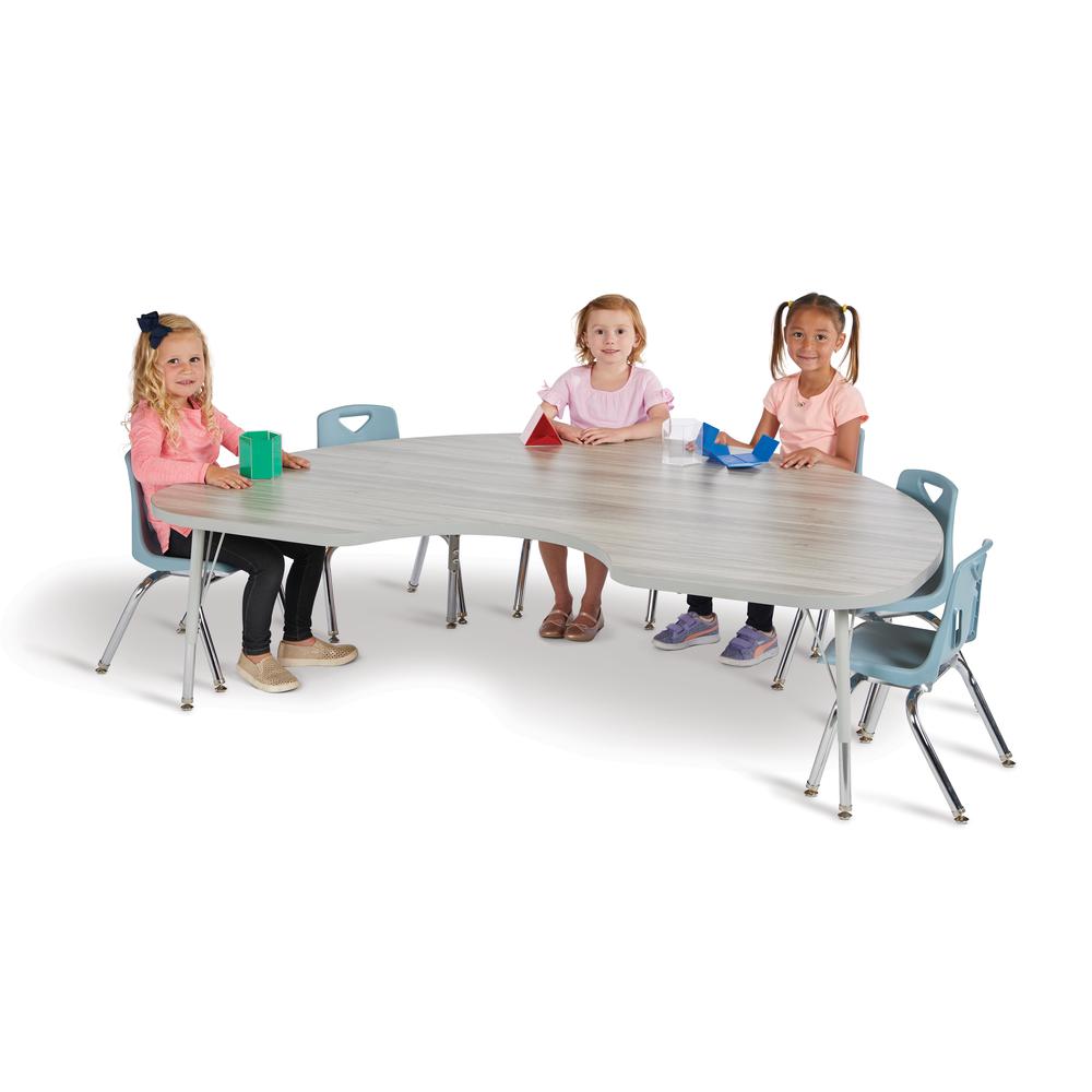 Berries® Kidney Activity Table - 48" X 72", Mobile - Driftwood Gray/Coastal Blue/Gray. Picture 3