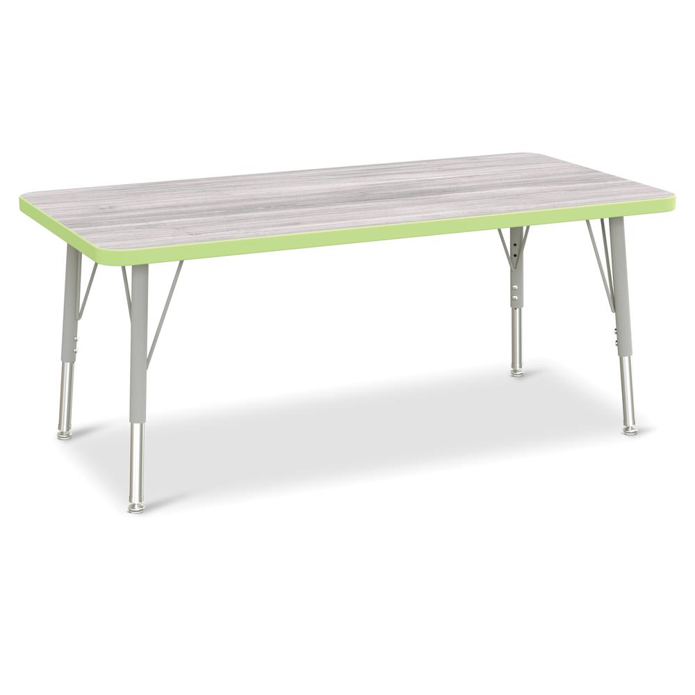 Berries® Rectangle Activity Table - 24" X 48", E-height - Driftwood Gray/Key Lime/Gray. Picture 1