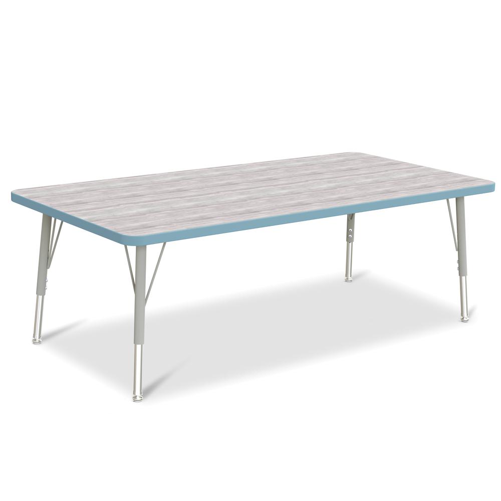 Berries® Rectangle Activity Table - 30" X 60", E-height - Driftwood Gray/Coastal Blue/Gray. Picture 1