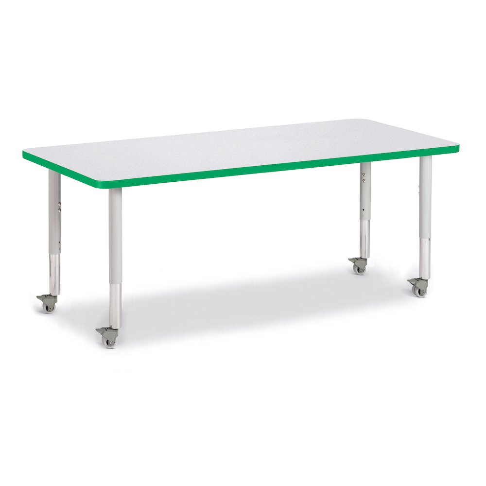 Berries Rectangle Activity Table - 30" X 72", Mobile - Freckled Gray/Green/Gray. Picture 1