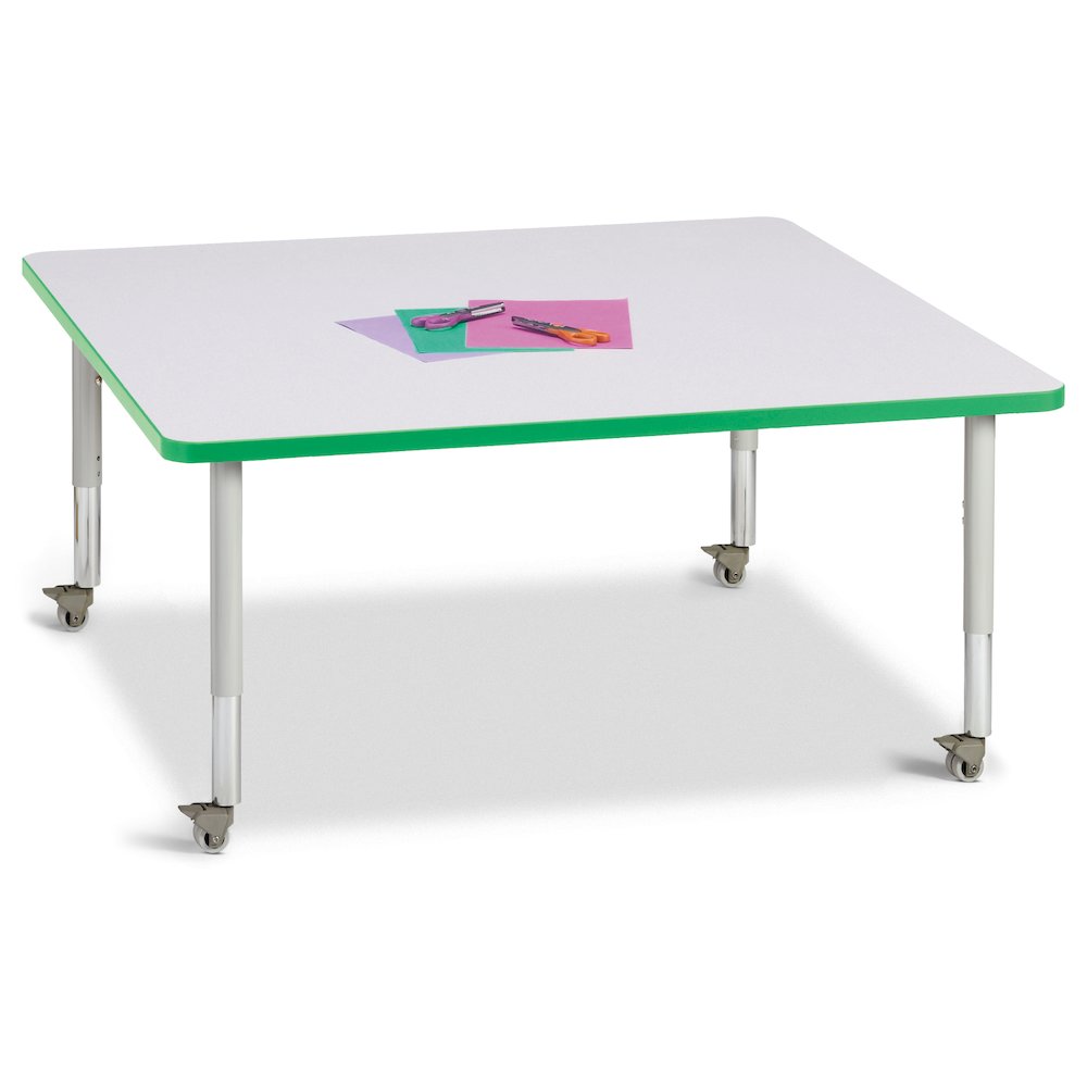 Berries Square Activity Table - 48" X 48", Mobile - Freckled Gray/Green/Gray. Picture 1