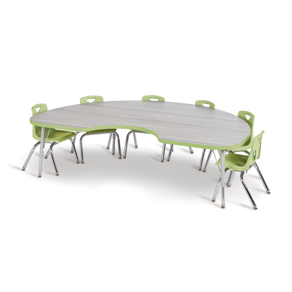 Berries® Kidney Activity Table - 48" X 72", A-height - Driftwood Gray/Key Lime/Gray. Picture 2