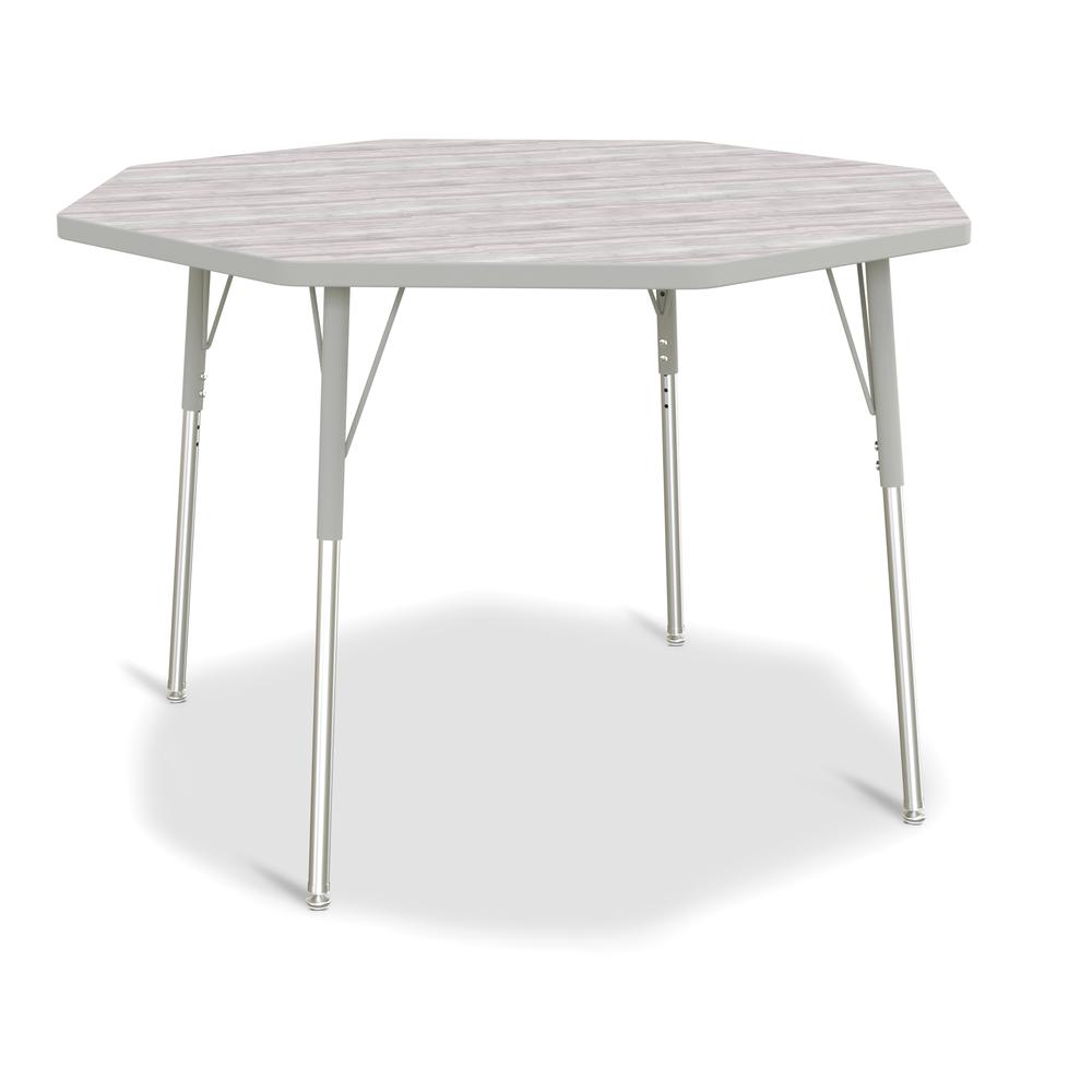 Berries® Octagon Activity Table - 48" X 48", A-height - Driftwood Gray/Gray/Gray. Picture 1
