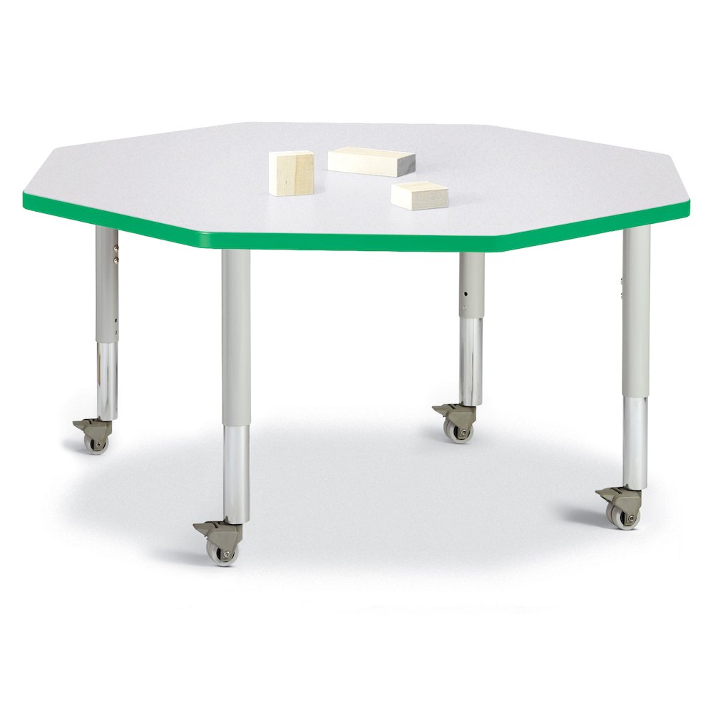 Berries Octagon Activity Table - 48" X 48", Mobile - Freckled Gray/Green/Gray. Picture 1
