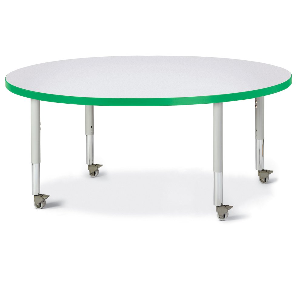 Berries Round Activity Table - 48" Diameter, Mobile - Freckled Gray/Green/Gray. Picture 1