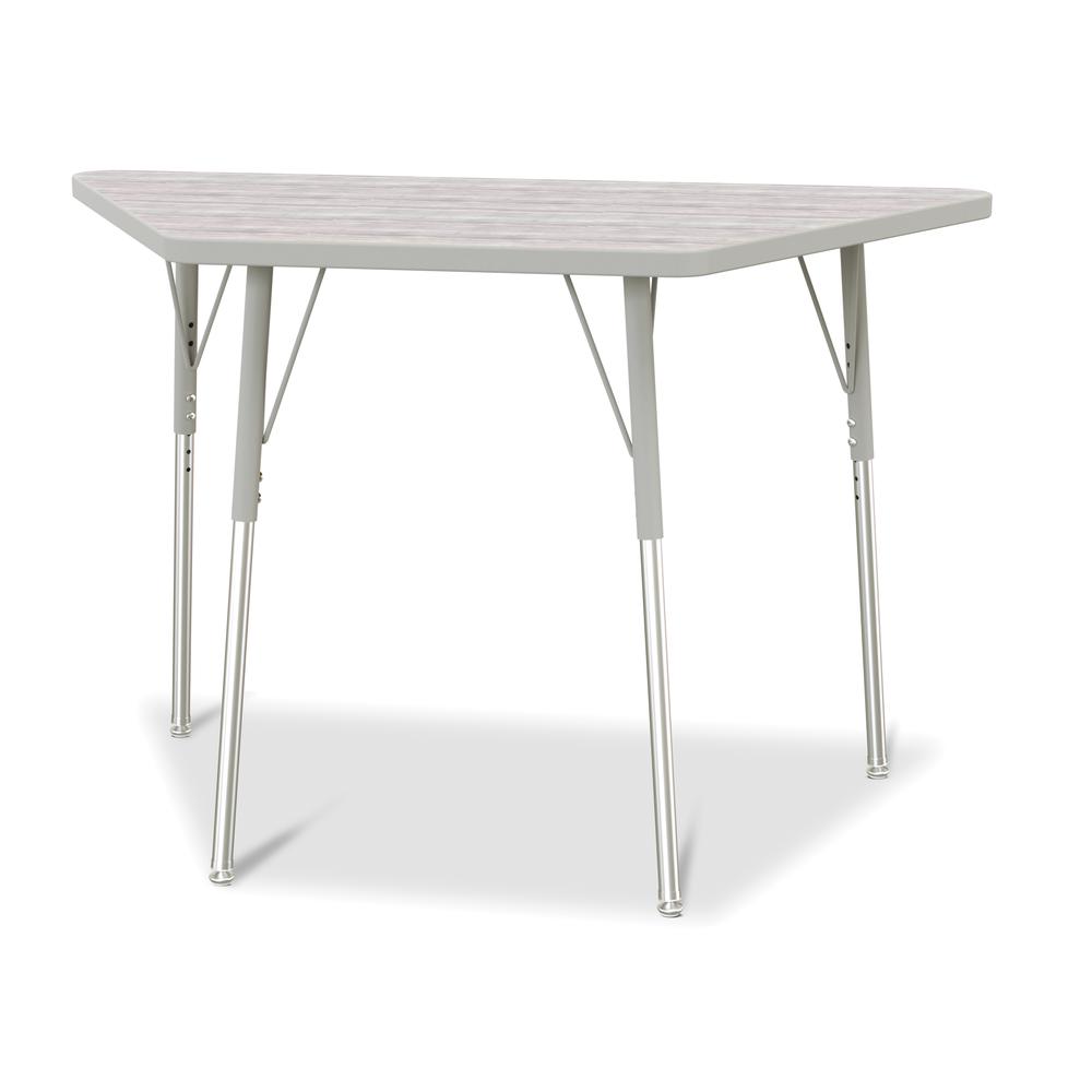 Berries® Trapezoid Activity Table - 24" X 48", A-height - Driftwood Gray/Gray/Gray. Picture 1