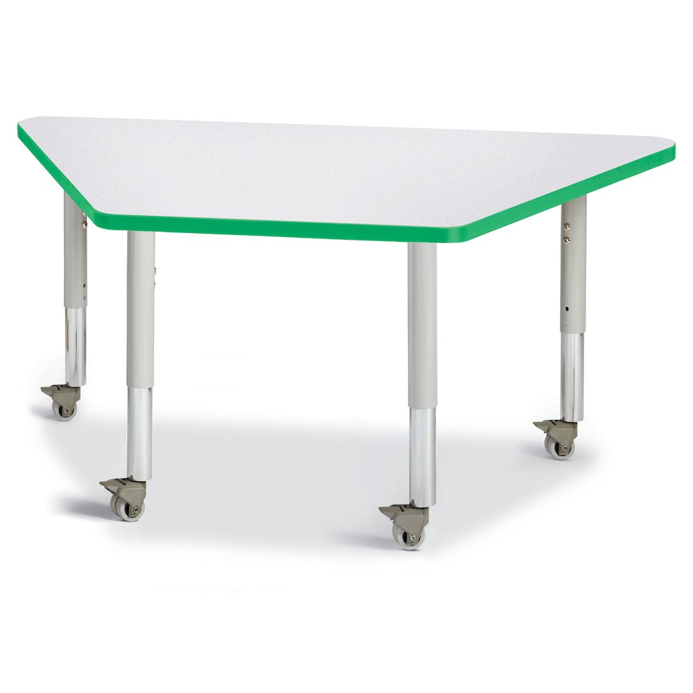 Berries Trapezoid Activity Tables - 24" X 48", Mobile - Freckled Gray/Green/Gray. Picture 1