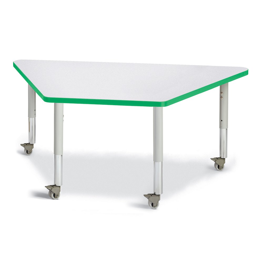 Trapezoid Activity Tables - 30" X 60", Mobile - Freckled Gray/Green/Gray. Picture 1