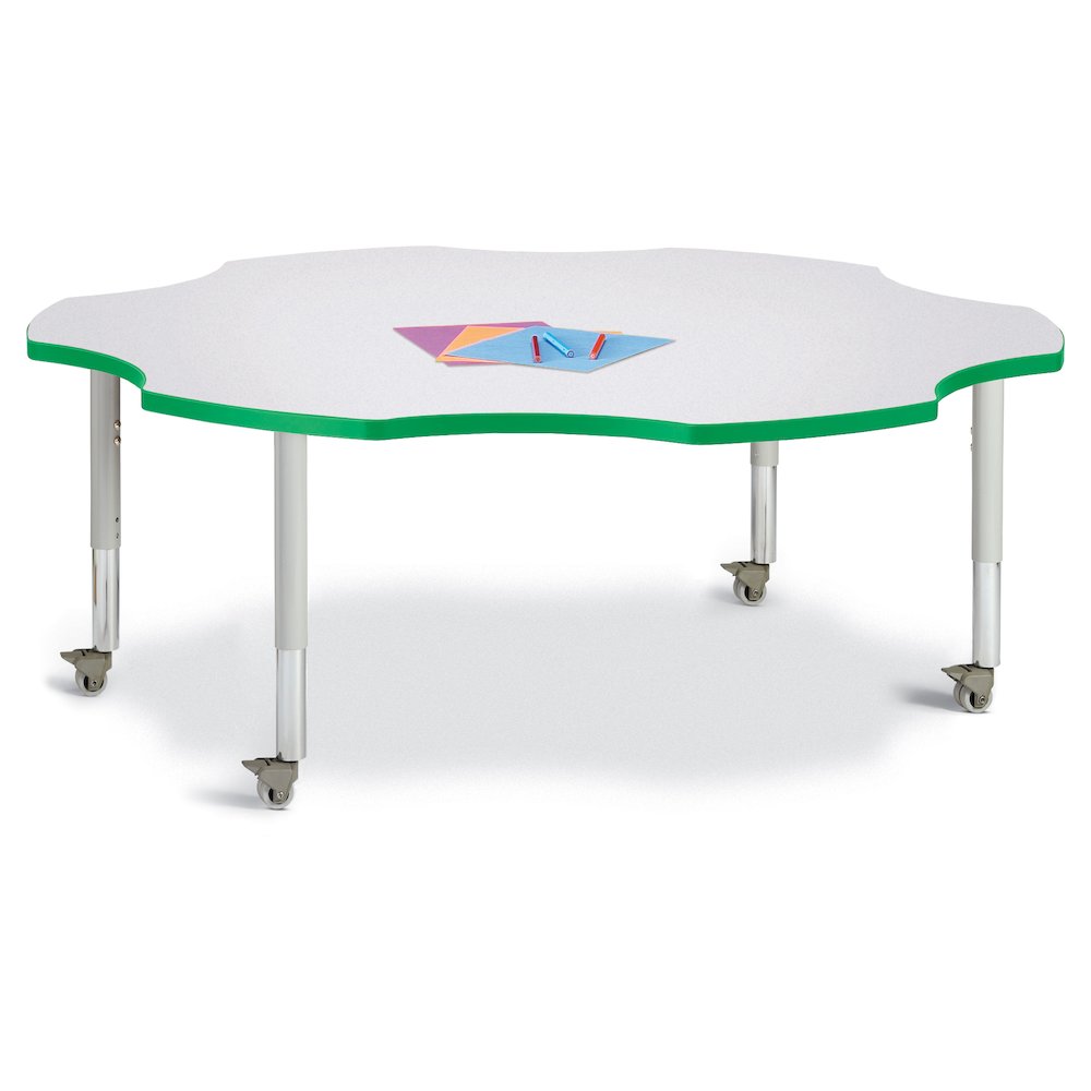 Berries Six Leaf Activity Table - 60", Mobile - Freckled Gray/Green/Gray. Picture 1