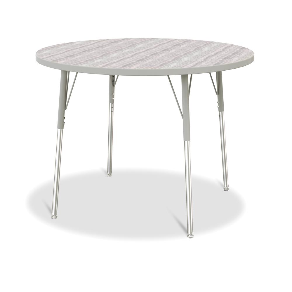 Berries® Round Activity Table - 42" Diameter, A-height - Driftwood Gray/Gray/Gray. Picture 1