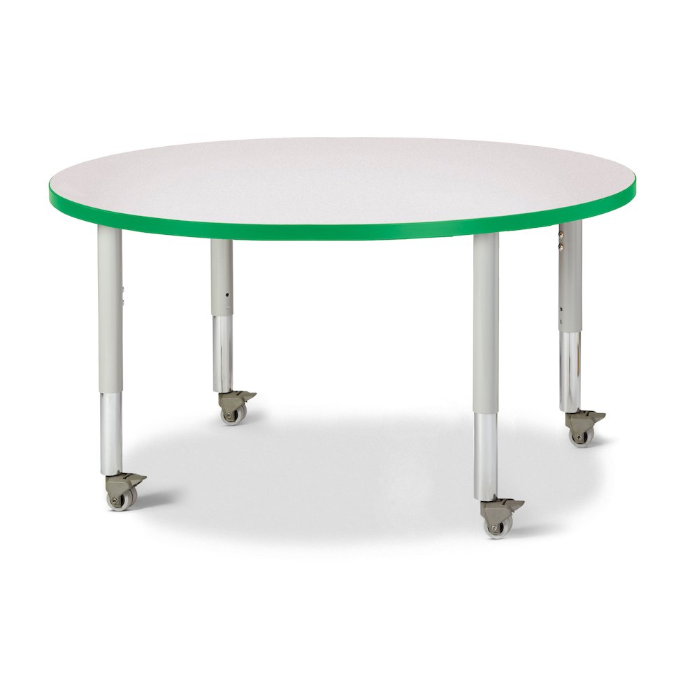 Berries Round Activity Table - 42" Diameter, Mobile - Freckled Gray/Green/Gray. Picture 1
