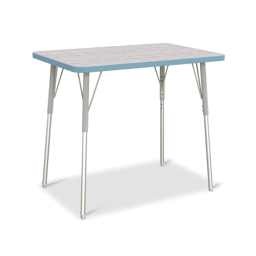 Berries® Rectangle Activity Table - 24" X 36", A-height - Driftwood Gray/Coastal Blue/Gray. Picture 1
