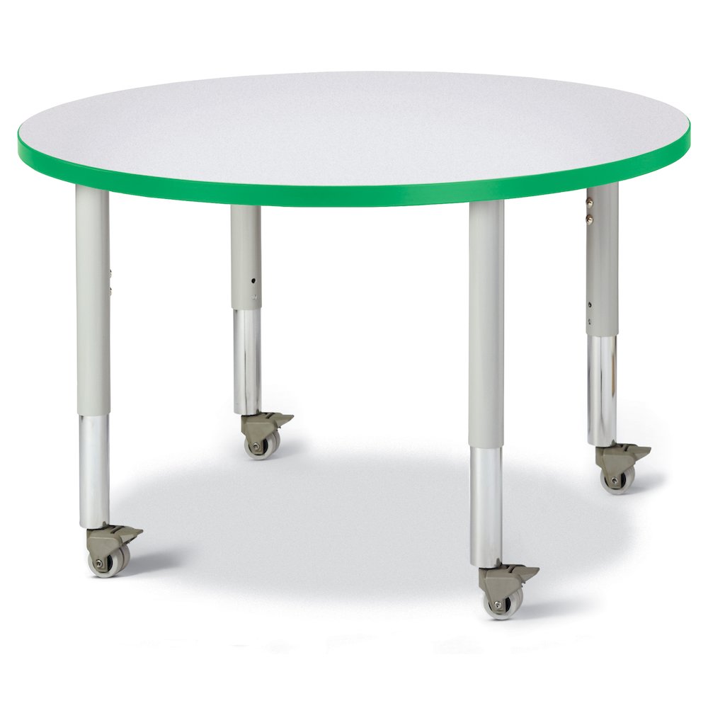 Berries Round Activity Table - 36" Diameter, Mobile - Freckled Gray/Green/Gray. Picture 1