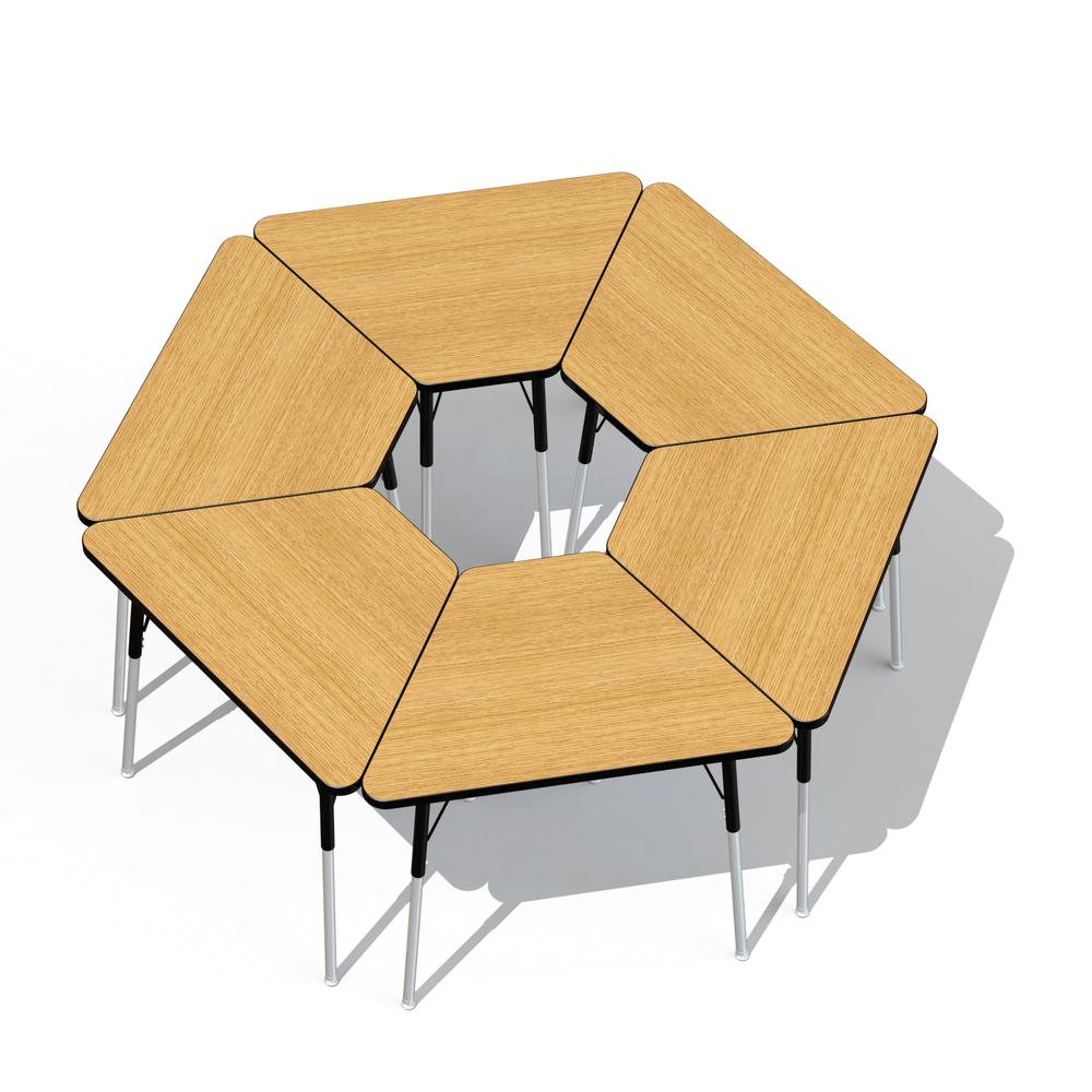 Tall Trapezoid Desk - Oak/Black/All Black. Picture 1