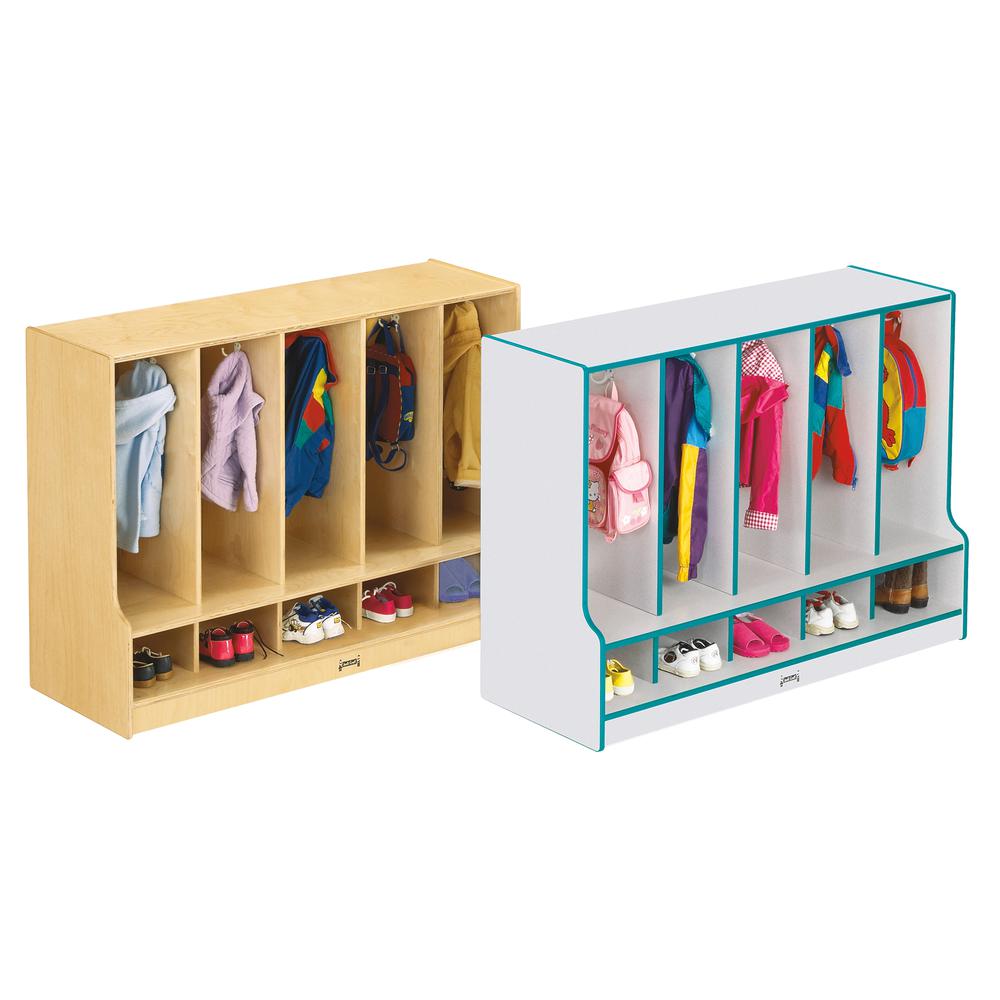 Toddler 5 Section Coat Locker with Step - without Trays. Picture 3