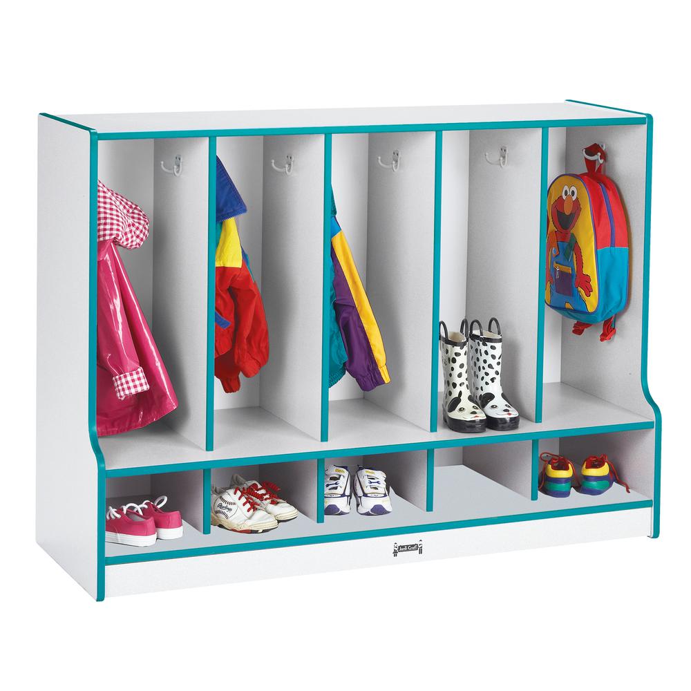 Toddler 5 Section Coat Locker with Step - without Trays. Picture 5
