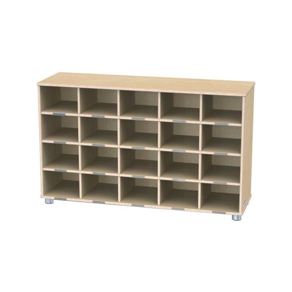 Jonti-Craft TrueModern 20-Cubbie Bins Storage - 20 Compartment(s) - 29.5" Height x 48.5" Width x 15" Depth - Durable, Rounded Corner, Yellowing Resistant - UV Acrylic - Baltic - Anodized Aluminum, Bal. Picture 1