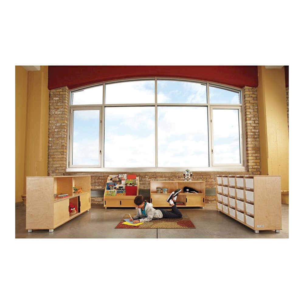 Jonti-Craft TrueModern 20-Cubbie Bins Storage - 20 Compartment(s) - 29.5" Height x 48.5" Width x 15" Depth - Durable, Rounded Corner, Yellowing Resistant - UV Acrylic - Baltic - Anodized Aluminum, Bal. Picture 6