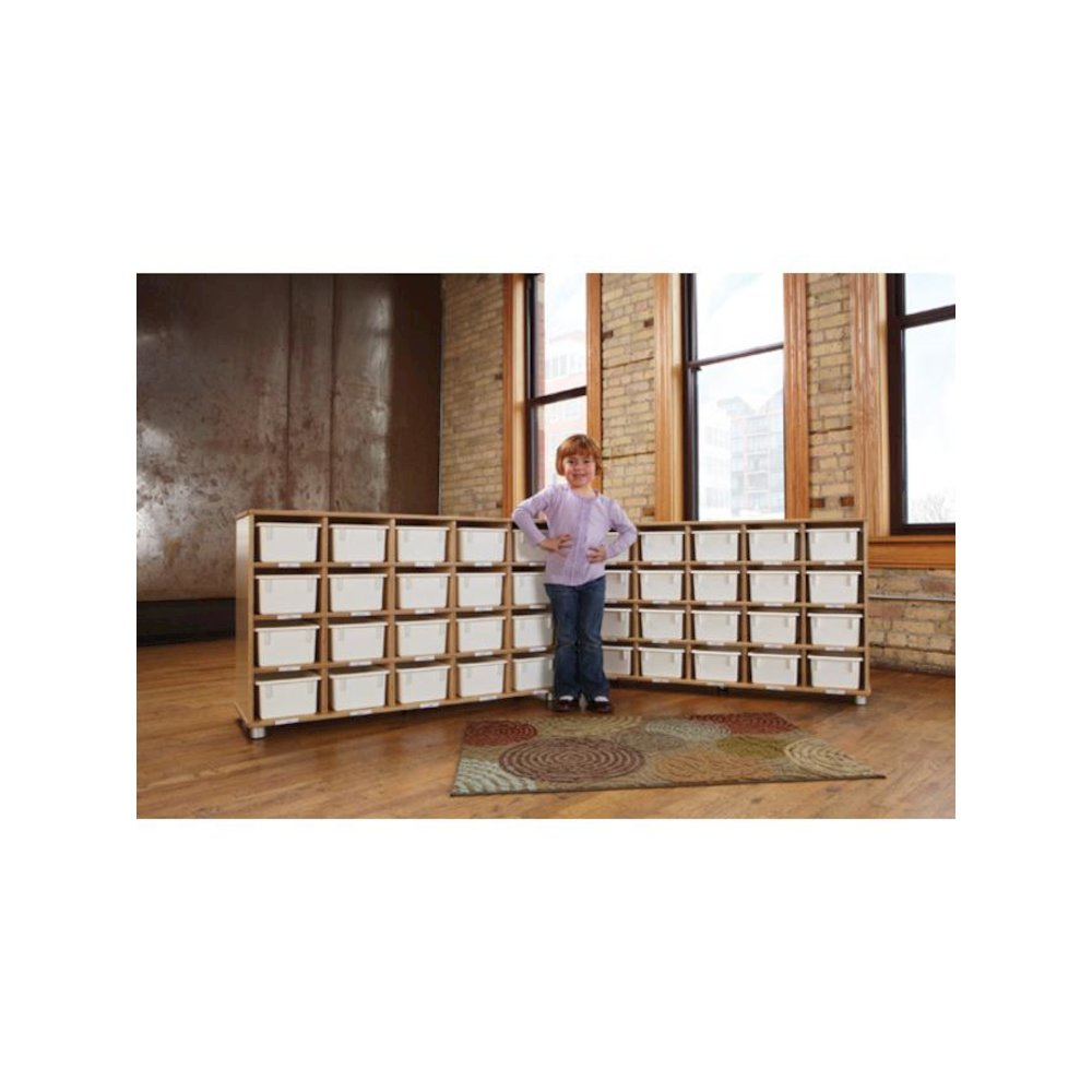 Jonti-Craft TrueModern 20-Cubbie Bins Storage - 20 Compartment(s) - 29.5" Height x 48.5" Width x 15" Depth - Durable, Rounded Corner, Yellowing Resistant - UV Acrylic - Baltic - Anodized Aluminum, Bal. Picture 7