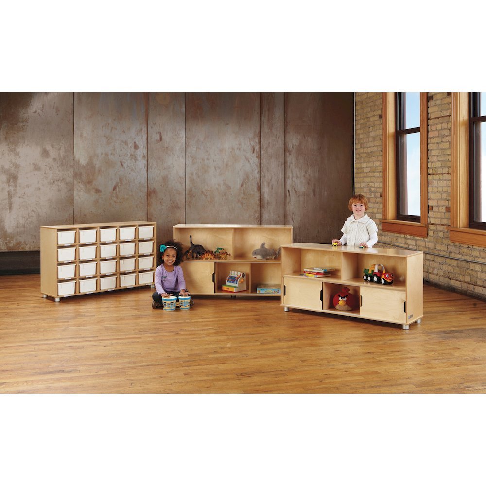 Jonti-Craft TrueModern 20-Cubbie Bins Storage - 20 Compartment(s) - 29.5" Height x 48.5" Width x 15" Depth - Durable, Rounded Corner, Yellowing Resistant - UV Acrylic - Baltic - Anodized Aluminum, Bal. Picture 3