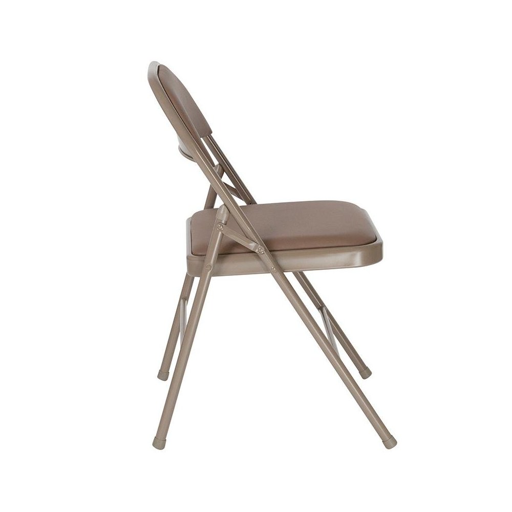 4 Pk. HERCULES Series Double Braced Beige Vinyl Folding Chair. Picture 2
