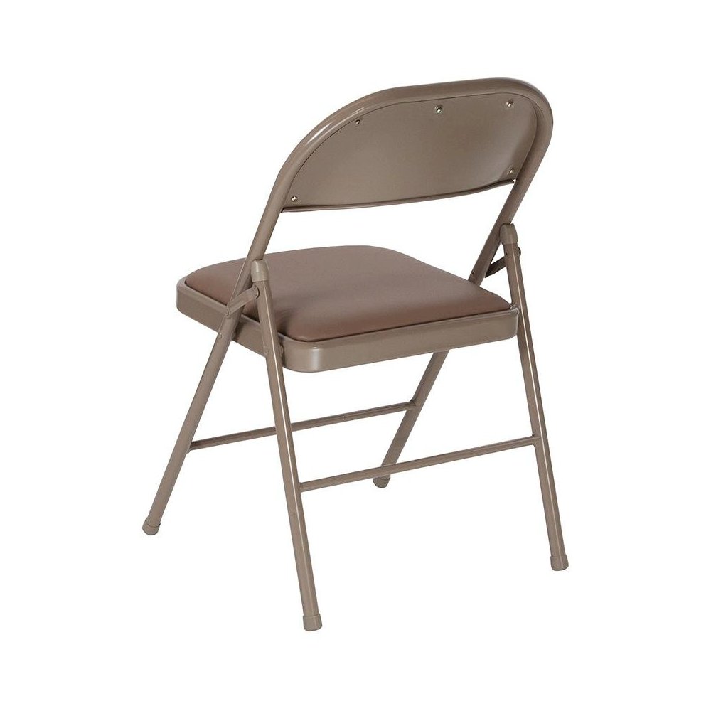 4 Pk. HERCULES Series Double Braced Beige Vinyl Folding Chair. Picture 3