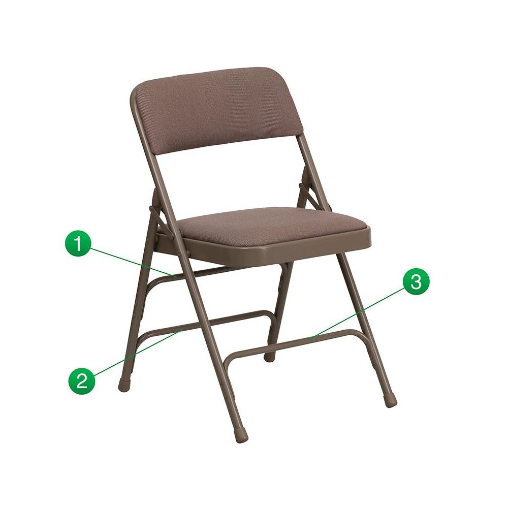 4 Pk. Curved Triple Braced & Double Hinged Beige Fabric Metal Folding Chair. Picture 5