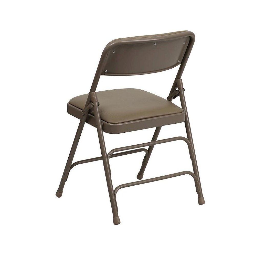 4 Pk. Curved Triple Braced & Double Hinged Beige Vinyl Metal Folding Chair. Picture 3
