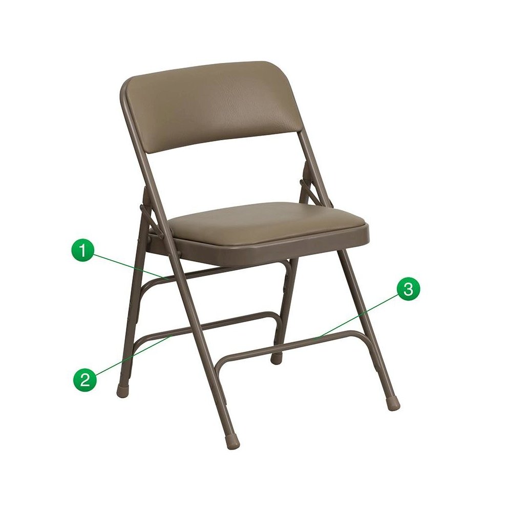 4 Pk. Curved Triple Braced & Double Hinged Beige Vinyl Metal Folding Chair. Picture 5