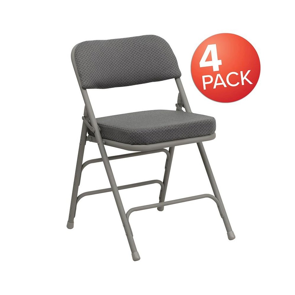 Metal Folding Chairs with Padded Seats | Set of 4 Gray Metal Folding Chairs. Picture 1
