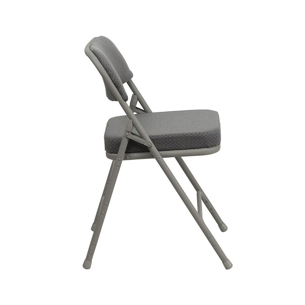 Metal Folding Chairs with Padded Seats | Set of 4 Gray Metal Folding Chairs. Picture 2
