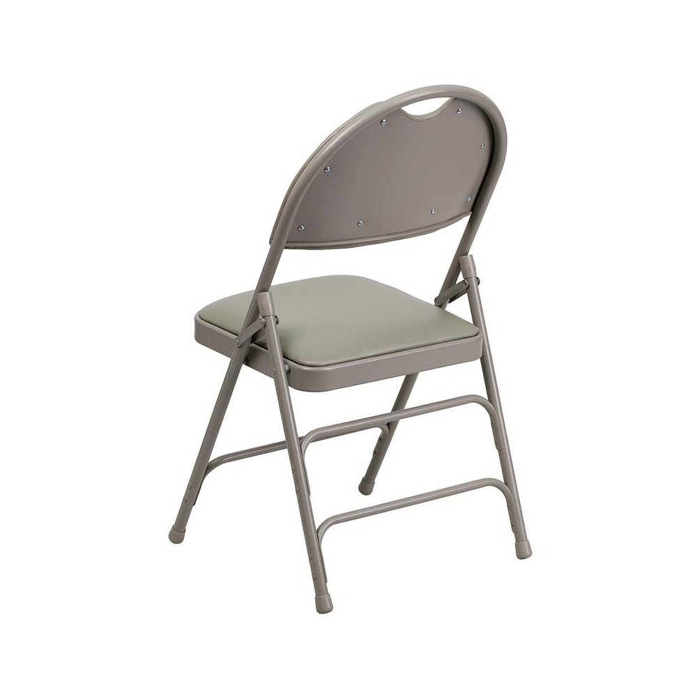 4 Pk. Triple Braced Gray Vinyl Metal Folding Chair with Easy-Carry Handle. Picture 3