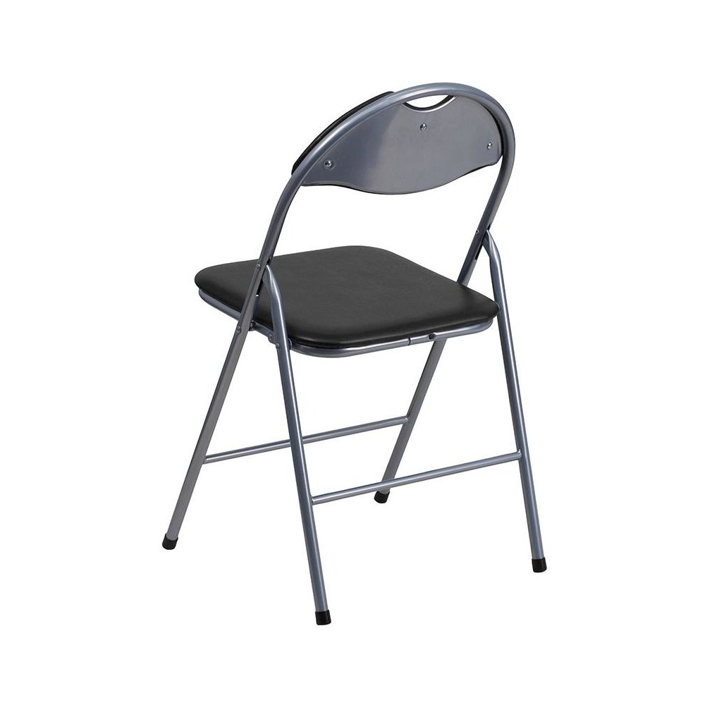 4 Pk. HERCULES Series Black Vinyl Metal Folding Chair with Carrying Handle. Picture 3