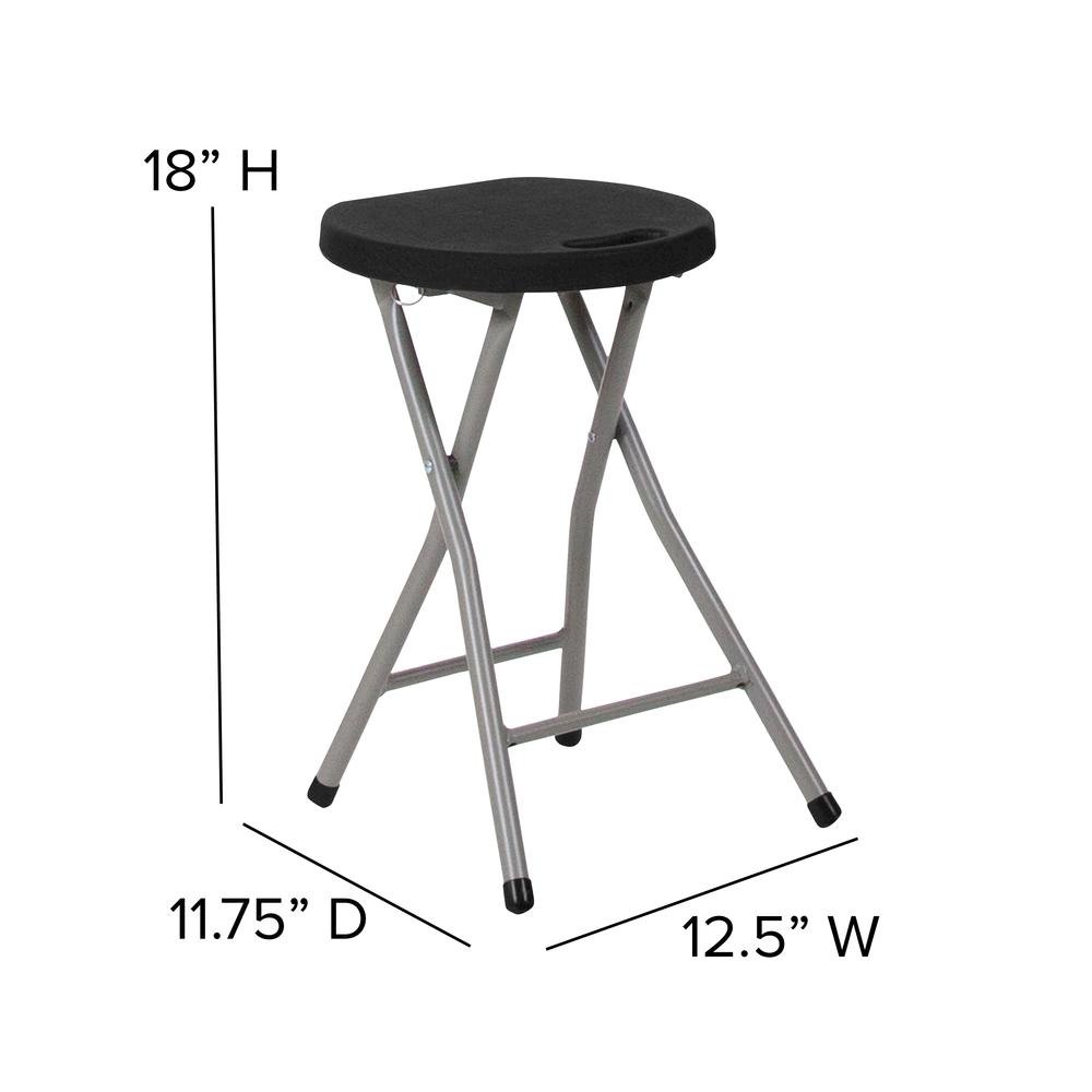 Foldable Stool with Black Plastic Seat and Titanium Gray Frame. Picture 4