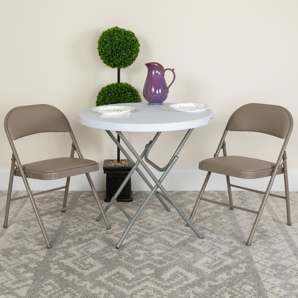 HERCULES Series Double Braced Gray Vinyl Folding Chair. Picture 2
