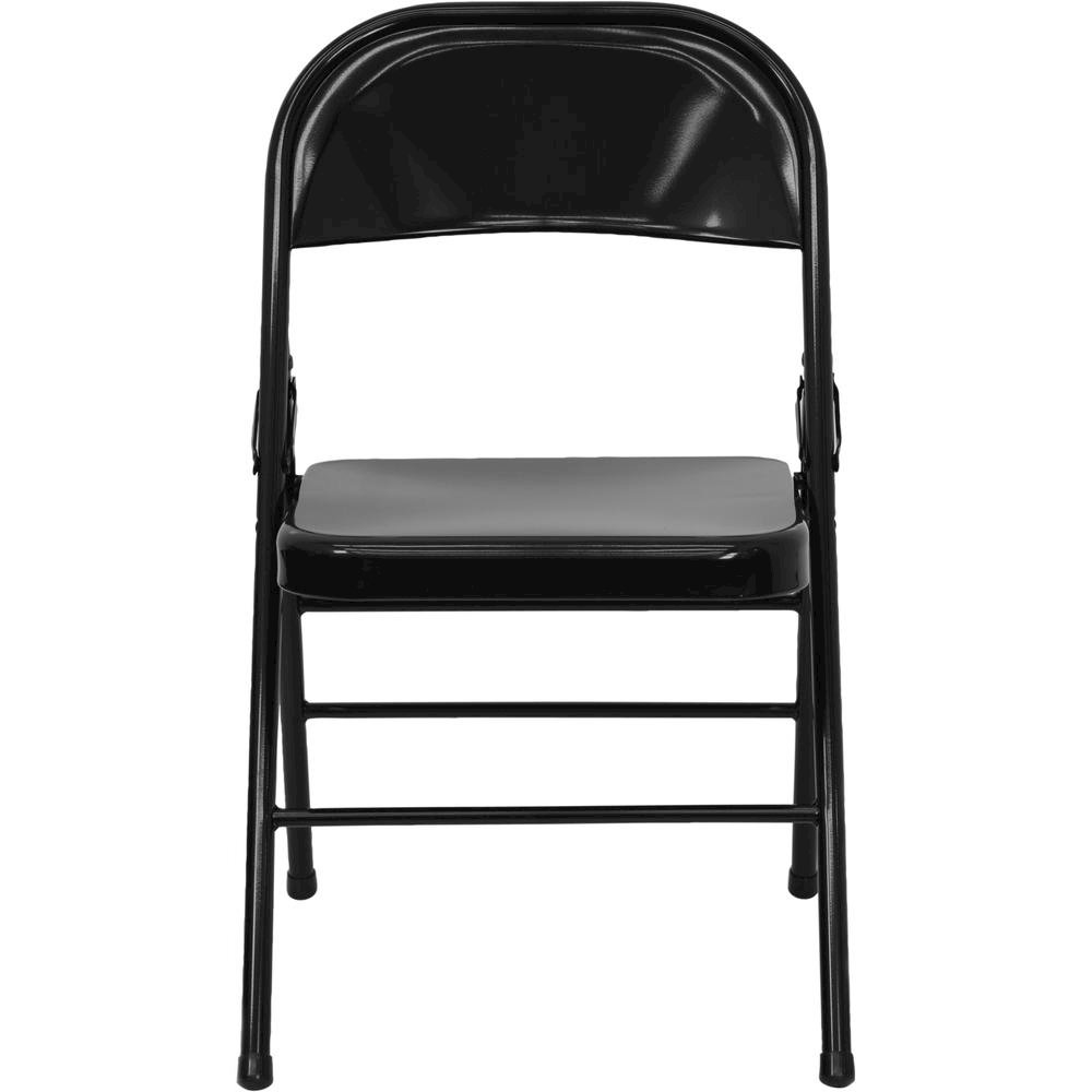 HERCULES Series Triple Braced & Double Hinged Black Metal Folding Chair. Picture 5