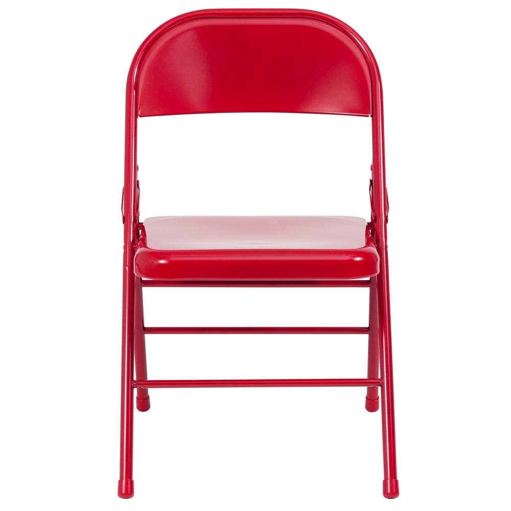 HERCULES Series Triple Braced & Double Hinged Red Metal Folding Chair. Picture 5