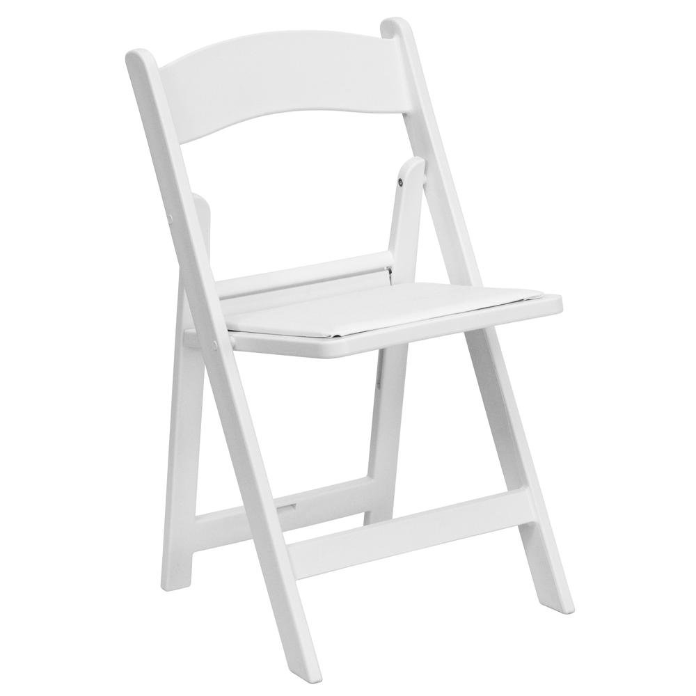 HERCULES Series 1000 lb. Capacity White Resin Folding Chair with White Vinyl Padded Seat. Picture 1