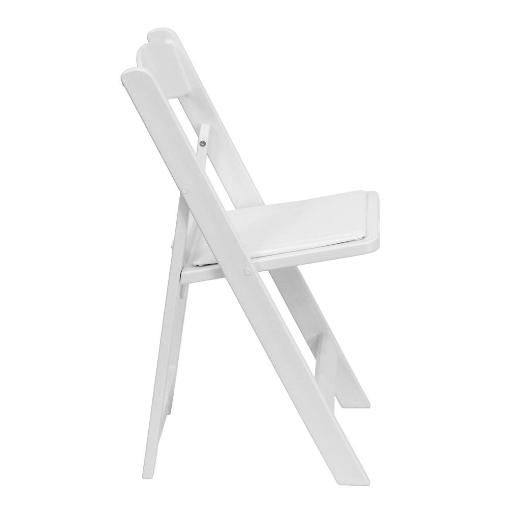 HERCULES Series 1000 lb. Capacity White Resin Folding Chair with White Vinyl Padded Seat. Picture 2
