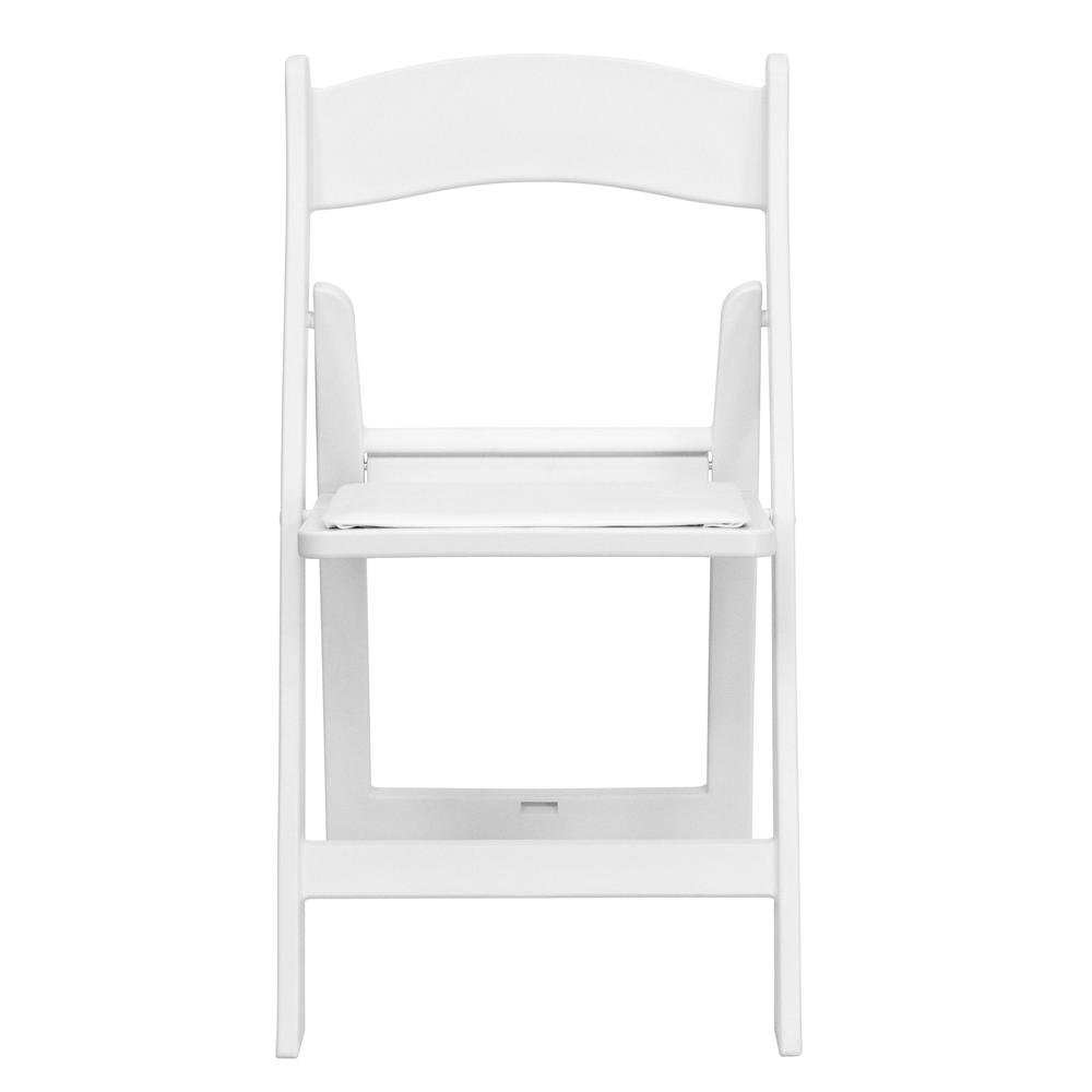 HERCULES Series 1000 lb. Capacity White Resin Folding Chair with White Vinyl Padded Seat. Picture 4