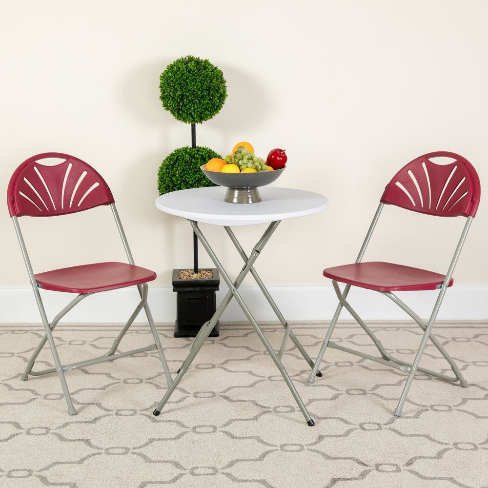 HERCULES Series 650 lb. Capacity Burgundy Plastic Fan Back Folding Chair. Picture 2
