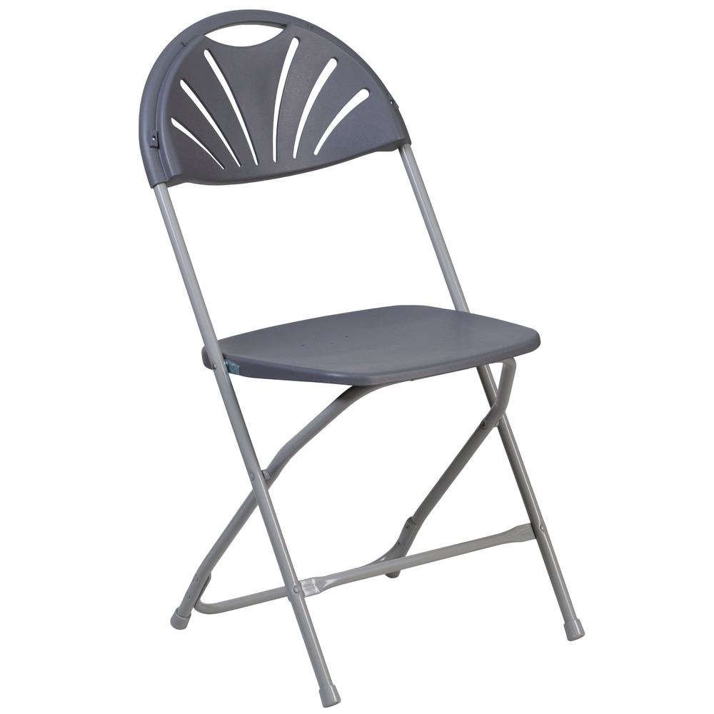 HERCULES Series 650 lb. Capacity Charcoal Plastic Fan Back Folding Chair. Picture 1