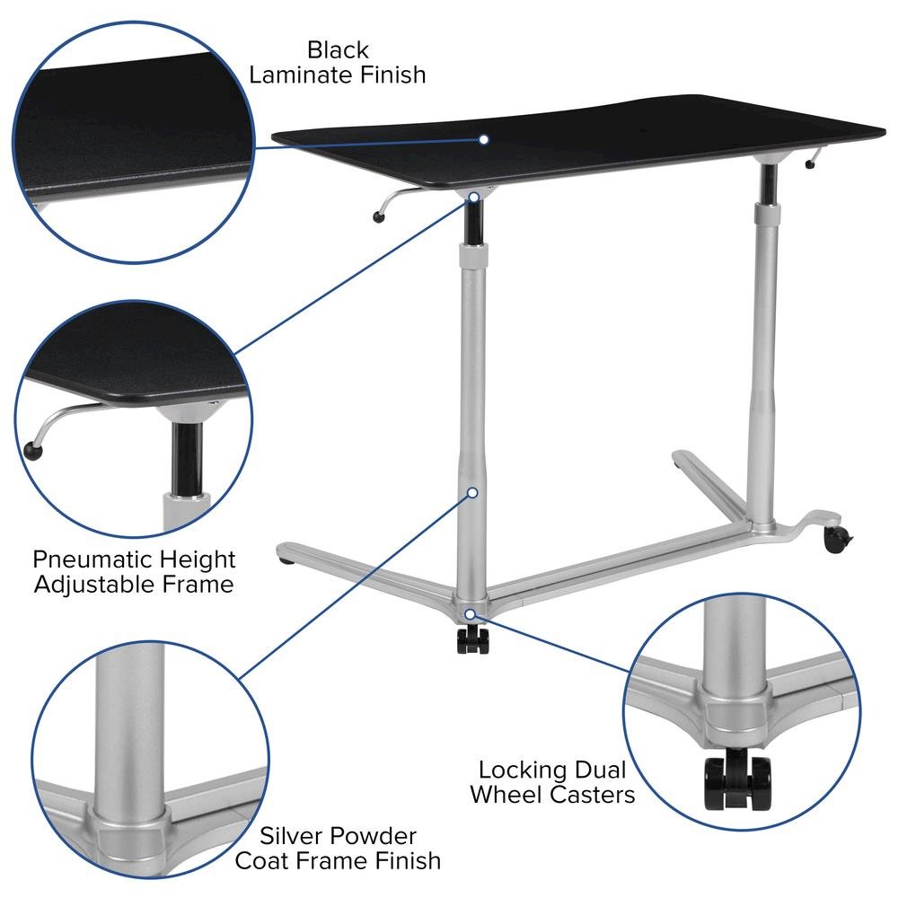Sit-Down, Stand-Up Black Computer Desk with 37.375"W Top (Range 29" - 40.75"). Picture 3