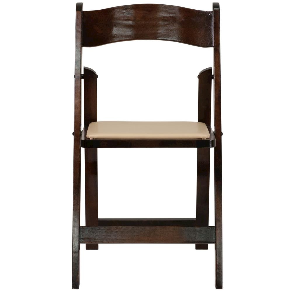HERCULES Series Fruitwood Wood Folding Chair with Vinyl Padded Seat. Picture 4