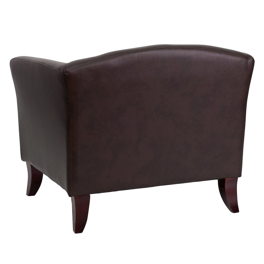 Brown LeatherSoft Chair with Cherry Wood Feet. Picture 2