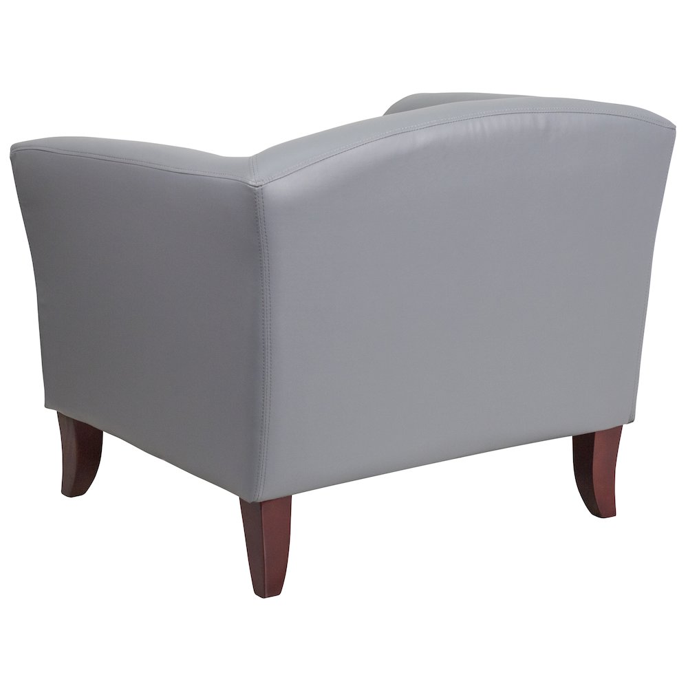 Gray LeatherSoft Chair with Cherry Wood Feet. Picture 3