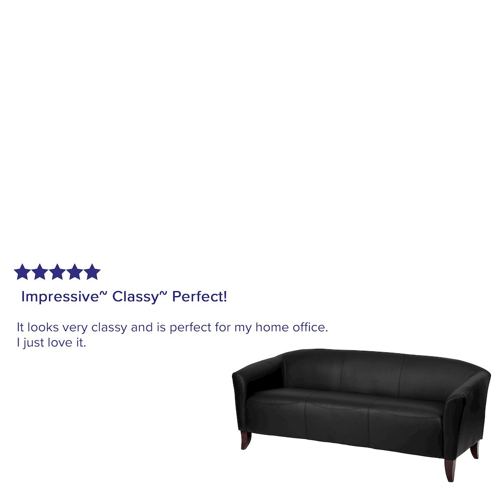 Black LeatherSoft Sofa with Cherry Wood Feet. Picture 3