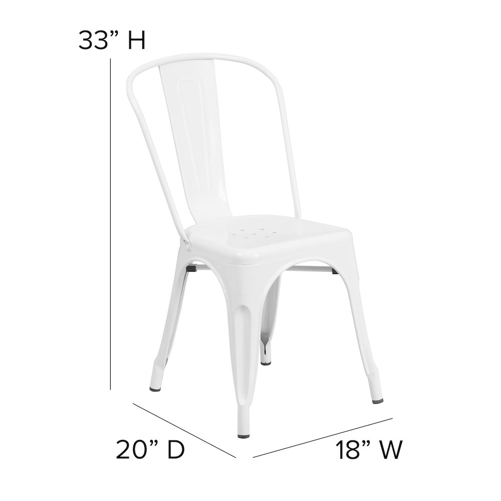 31.5" Square White Metal Indoor-Outdoor Table Set with 4 Stack Chairs. Picture 4