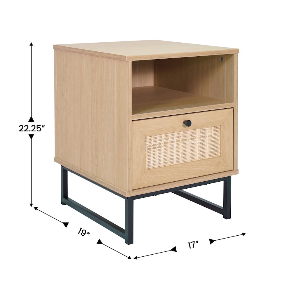 Malaki Mid-Century Modern Nightstand or End Table, Natural. Picture 4