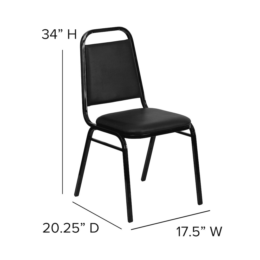 36'' Black Table Set with X-Base and 4 Black Trapezoidal Back Banquet Chairs. Picture 7